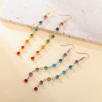 7 Chakra Rhinestone Drop Earrings 1