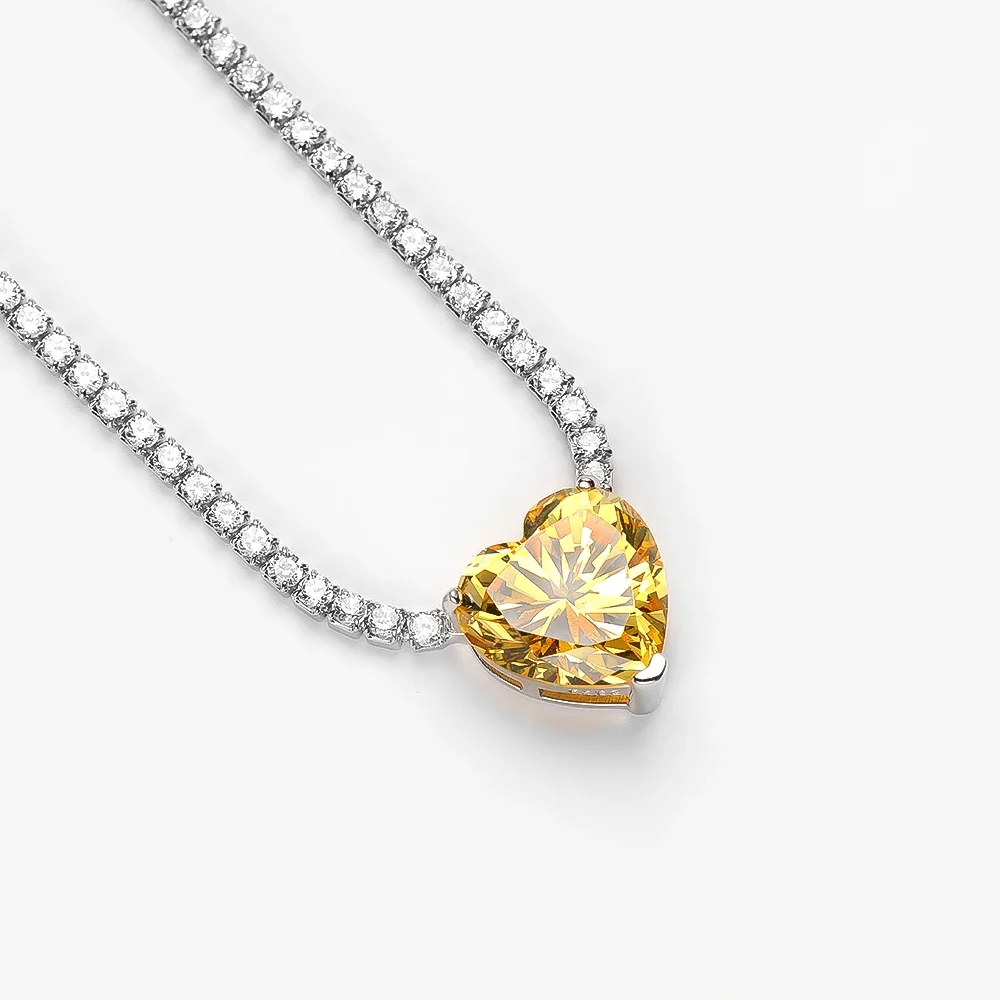 

Desire 925 Sterling Silver Heart High Carbon Diamond Pendant Necklace For Women Sparkling Wedding Party Fine Jewelry Gift