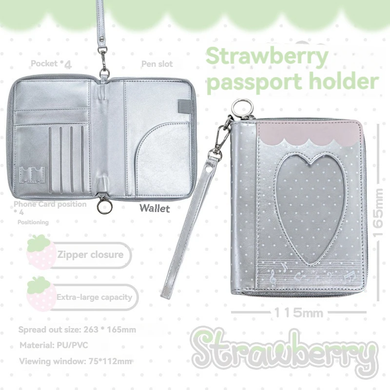 1PC Borsa Porta Passaporto con Motivo a Onde e Fragole, Portafoglio da Viaggio con Clip per Passaporto, Borsa Integrata per la Conservazione, Porta Carte Multifunzionale - immagine 6