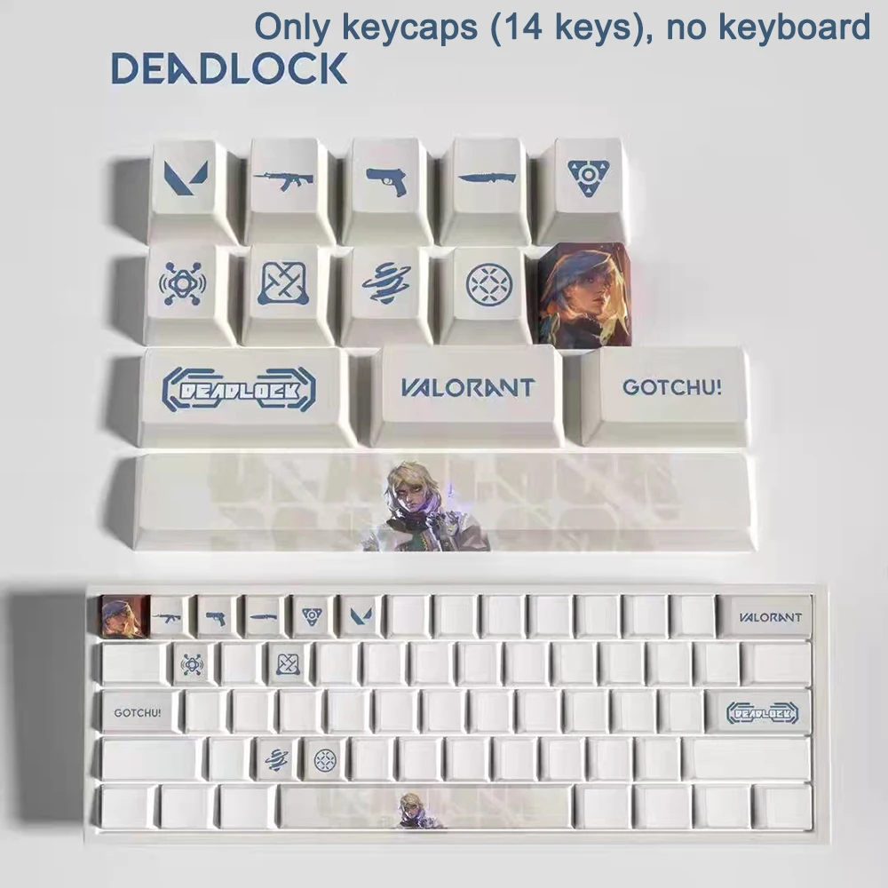 Keycaps Valorant, 14 Chaves, Deadlock, Harbor Jett,