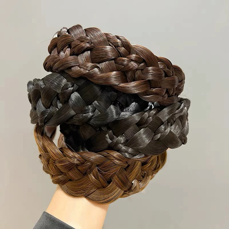 Women Wide Korean Wig Headbands Fashion Fishbone Braids Hairbands Girl Fashion Bezel Head Hoop Female Headwear Hair Accessories