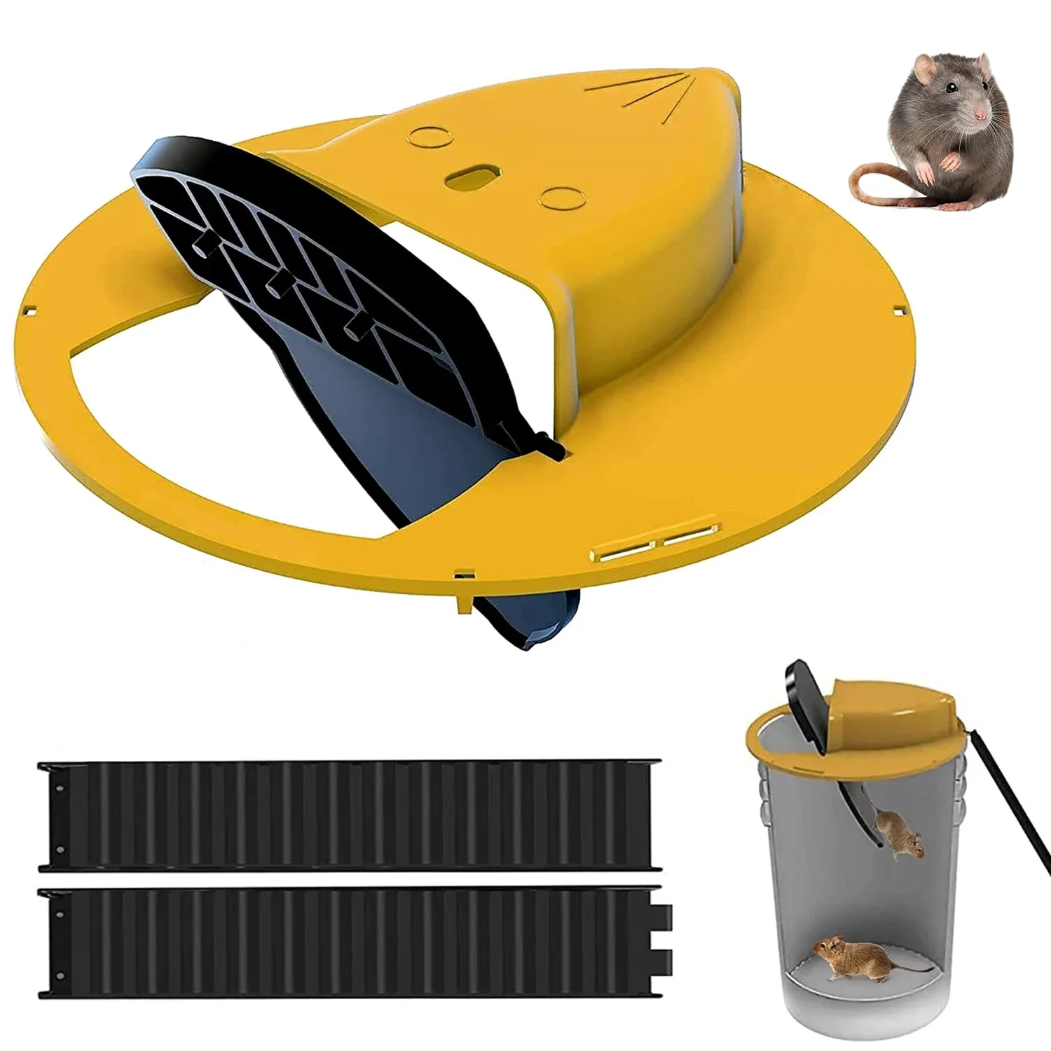 Mouse rat trap bucket turnover and slide bucket lid mouse rat trap for