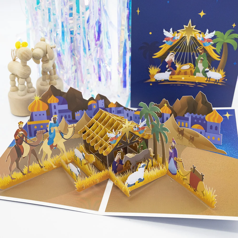 3D Christmas Greeting Card Creative Pop Up Hand-Made Cards Colorful Christmas Holiday Thanksgiving New Year Card greeting cards