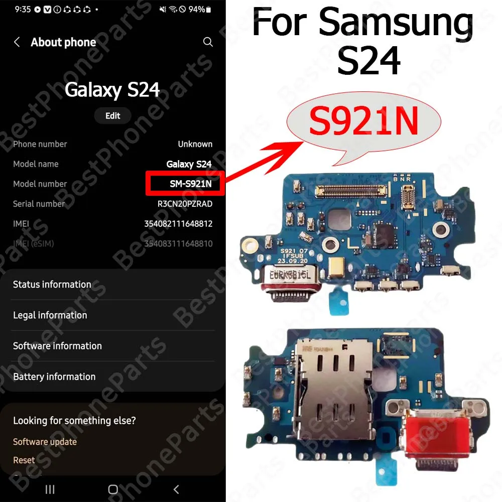 Enhanced Charging Port Board with USB Connector Flex Cable for Samsung Galaxy S24 Series