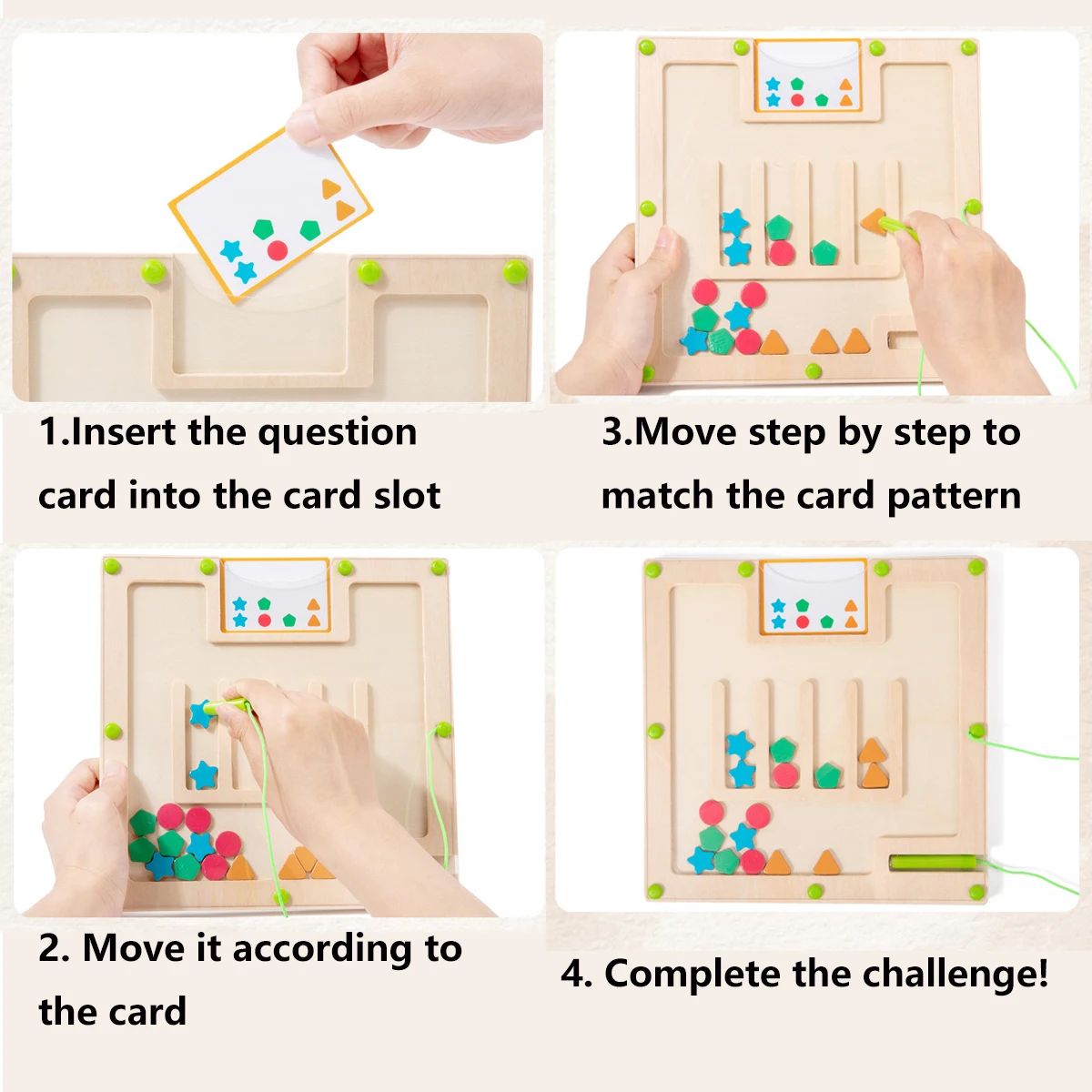 Wooden Shape Pairing Maze, Montessori Early Education Toys, Magnetic Shaped Walking Matching Game, Cognitive Colors And Shapes 2
