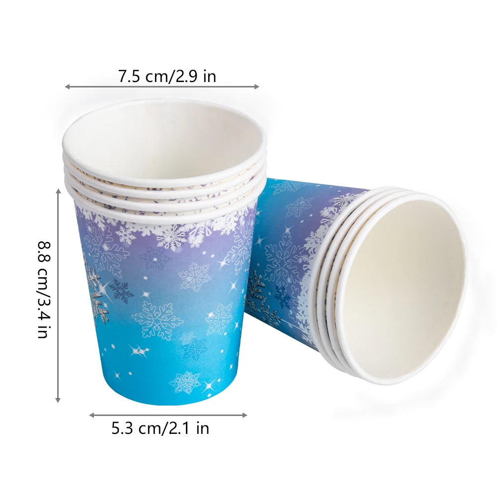 Gefrorene Winter Schneeflocke Papp teller Servietten Tassen für Weihnachten Winter gefrorene Dekorationen Wunderland Geburtstags feier liefert – Detail 7