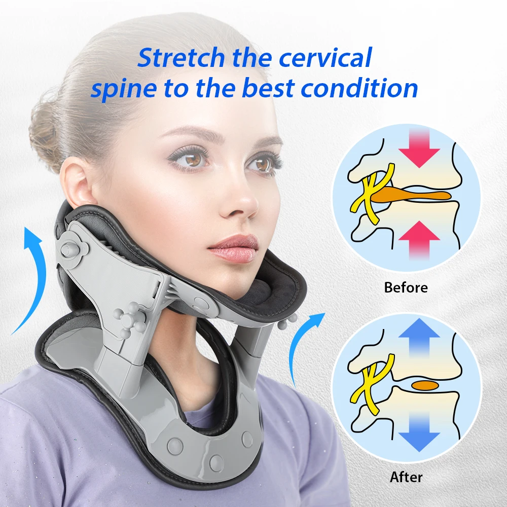 Neck Cervical Traction Adjustable Heating Cervical Support Posture Correction Co