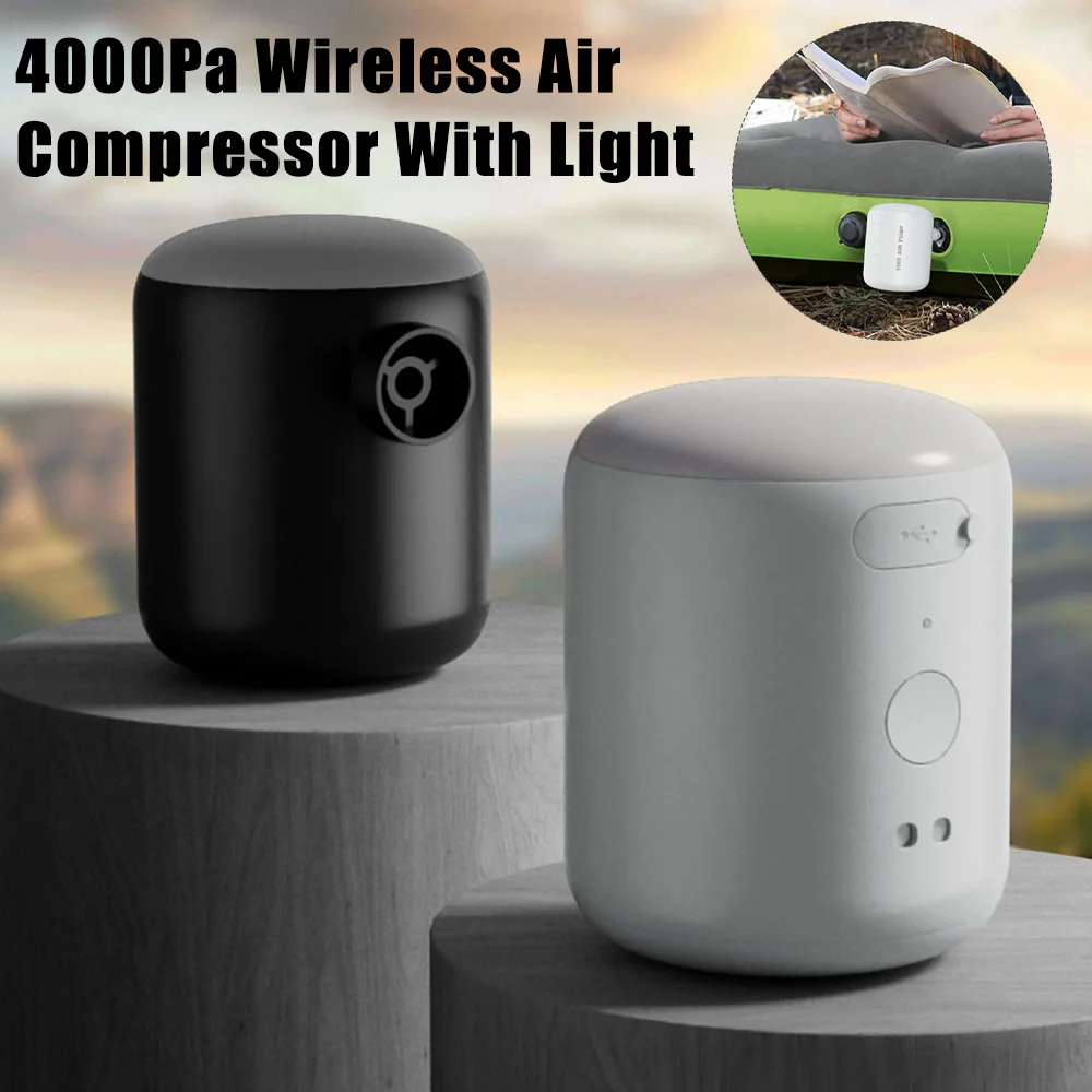 Mini Air Inflator Pump With Light Camping Wireless Air Compressor 3 Lighting Modes Swimming Tube Inflator For Outdoor Tools New