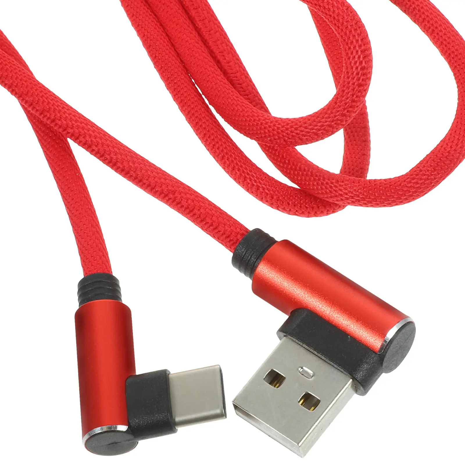 1M L자형 타입-C USB 케이블 각도 조절 커넥터, 고강도 알루미늄 하우징, 스마트폰용 고속 충전 및 데이터 동기화