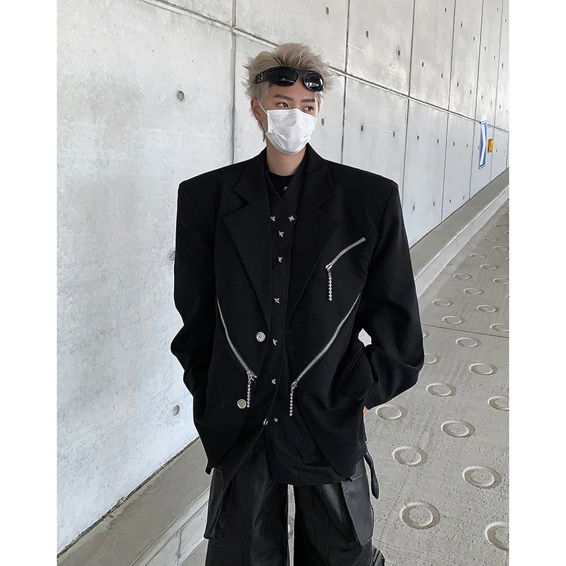 Oversized Black Blazer Men High-end Fashion Leisure Suit
