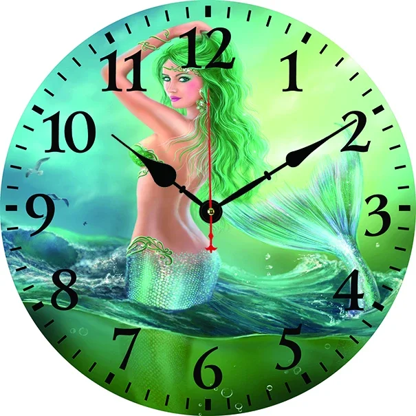 

Настенные часы с изображением русалки, современные дизайнерские художественные для гостиной, спальни, офиса, кухни, домашний декор