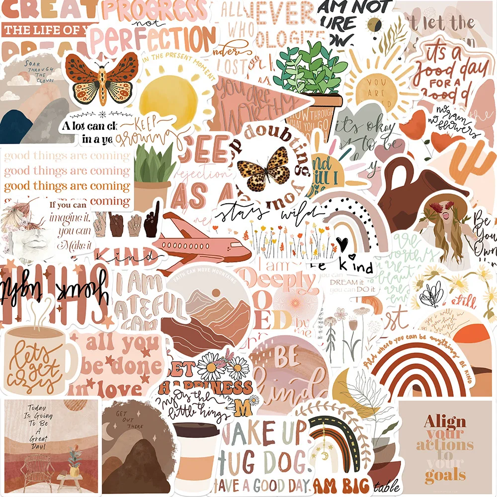 

10/30/50PCS Boho Inspirational Aesthetic Bohemia Cartoon Stickers For Notebook Suitcase Laptop Phone Wall Decals Kids Toys Gift