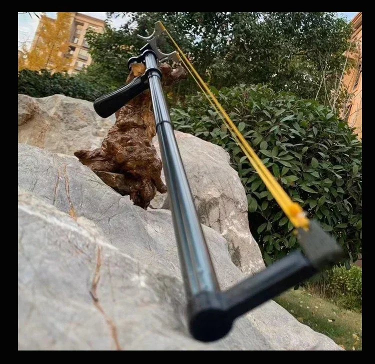 Steel Slingshot Slingshot Straight Rod High Precision Telescope High Power Red Laser Flat Rubber Band Stainless Steel Outdoor Hunting Slingshot