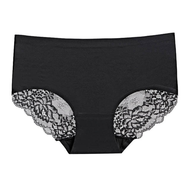 Ice Silk Seamless Panties for Women Underwear Lace low-Rise Plus Sizes M-3XL