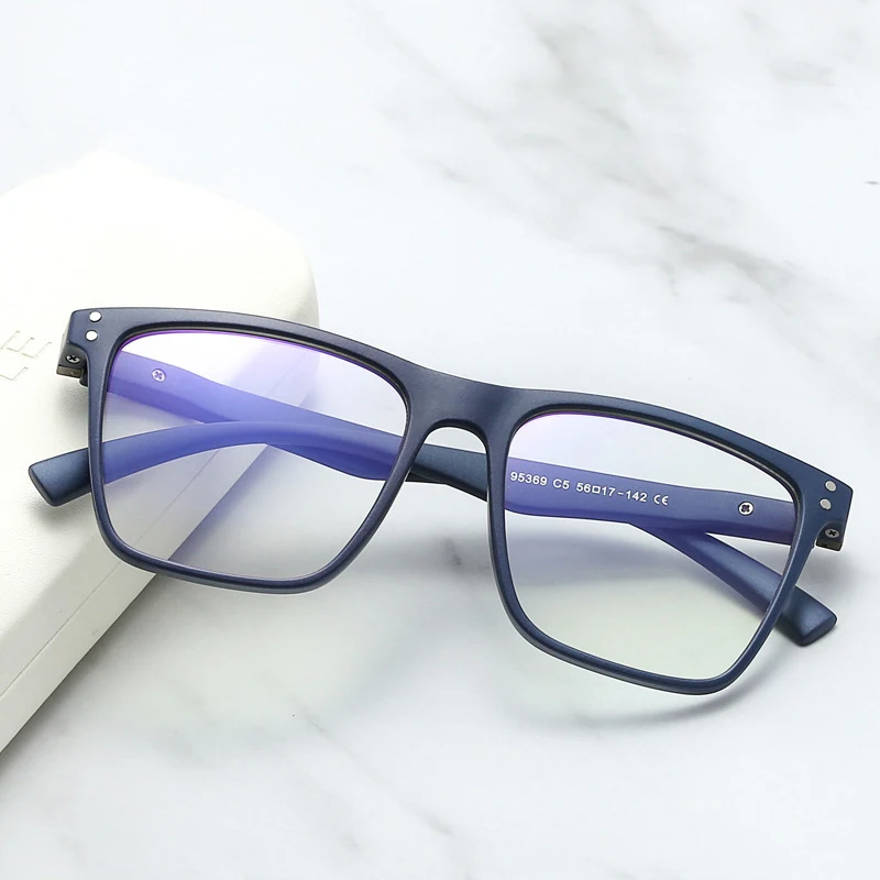 Anti-Blue Light Mens Reading Glasses Vintage Black Square Prescription Eyeglasses Male TR90 Eyewear Oversized Glasses Frame +1.5 2