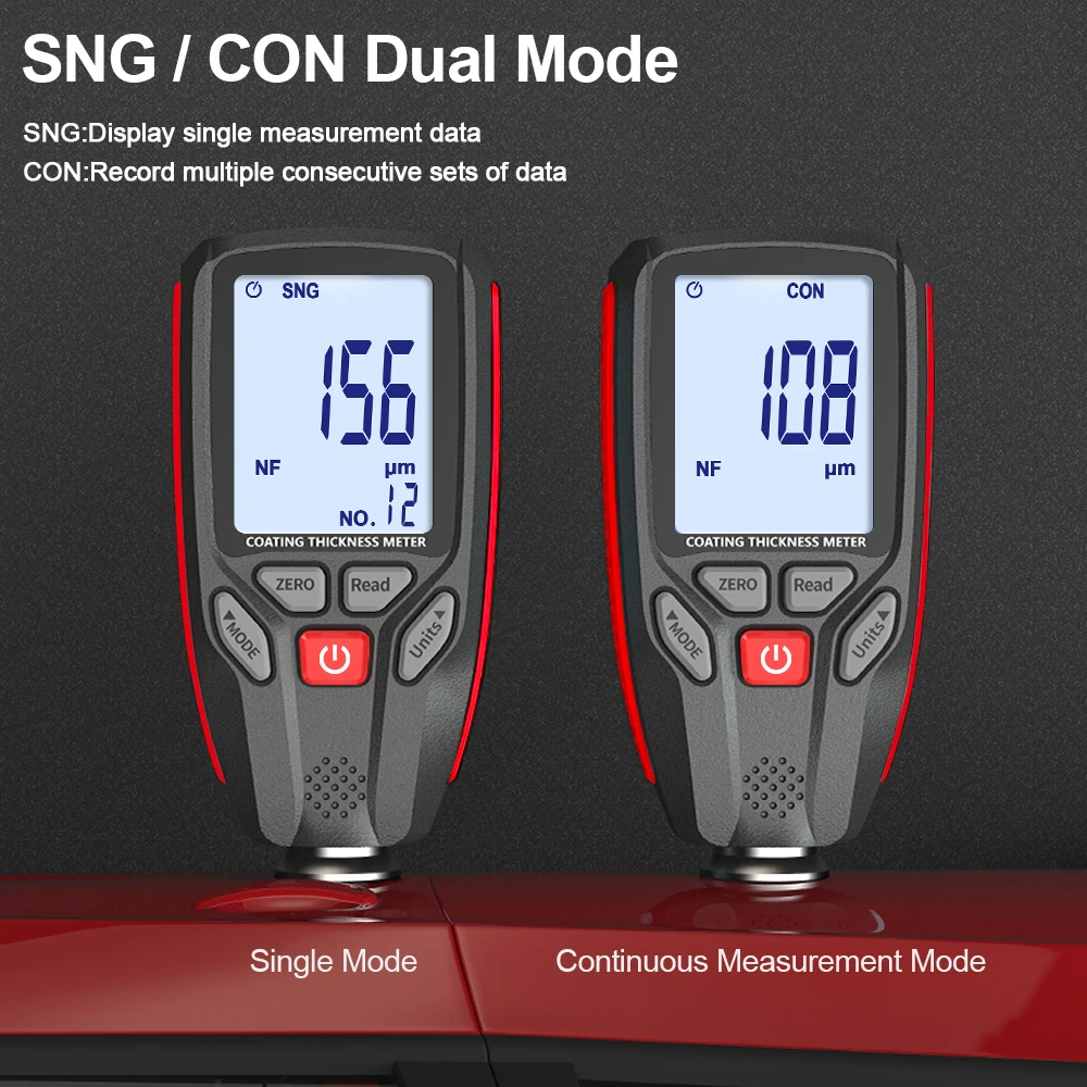 GVDA Digital Film Coating Thickness Gauge Car Paint Film Thickness Measuring Meter for Automotive Metal Electroplate 0-1300um