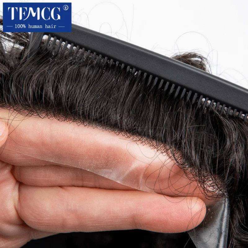 Australia Curly Hair Male Hair Prosthesis French Lace With Pu Base Men Wig 100% Human Hair Exhuast System Unit Wigs For Men 3