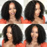 Perruque Bob Lace Front Wig péruvienne naturelle, cheveux courts bouclés, 13x4, pre-plucked, sans colle, pour femmes 2