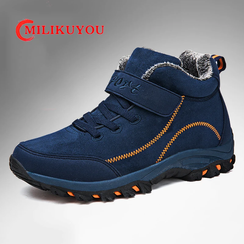 Winter Warm Men Boots Waterproof Snow Boots Man Plush Hiking Sneaker Footwear Outdoor Non-slip Unisex Ankle Shoes Plus 48 hiking shoes snow boots