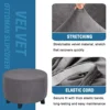 Real Velvet Plush Fabric Round Ottoman Slipcover Footstool Protector Covers Storage Stool Ottoman Covers 4