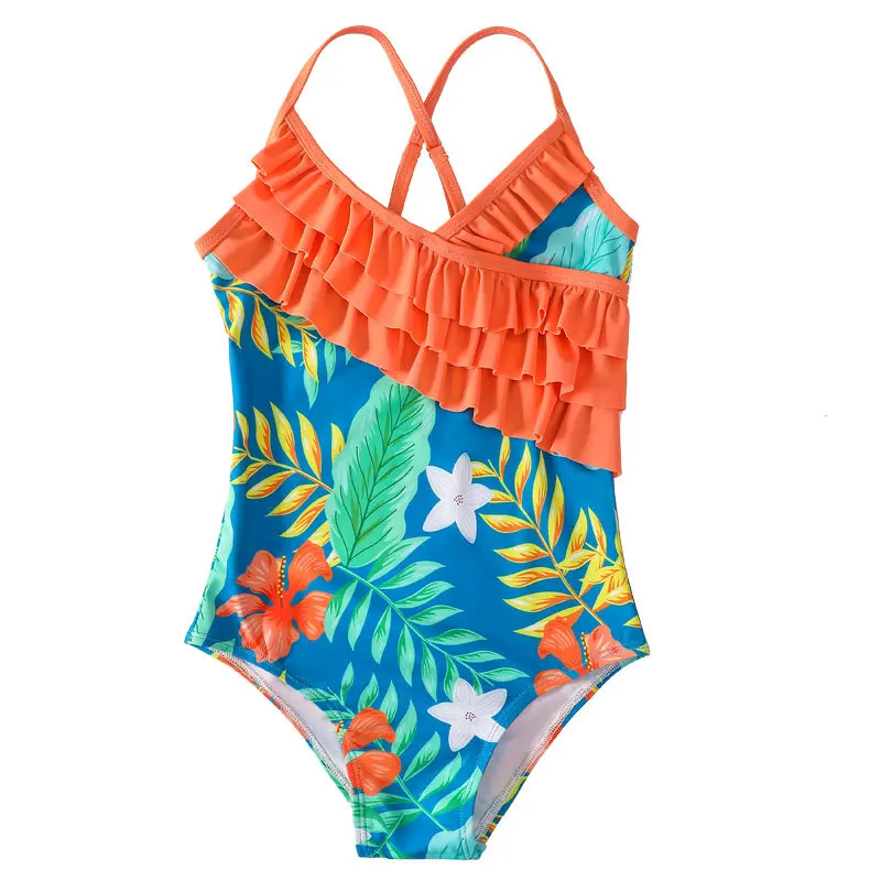 thumbnail image 1 of Traje de baño de una pieza para niñas adolescentes de verano 2024, traje de baño para niñas con estampado de volantes, conjuntos de bikini para niños, traje de baño de playa para niños, conjunto de ba, 1 of 5