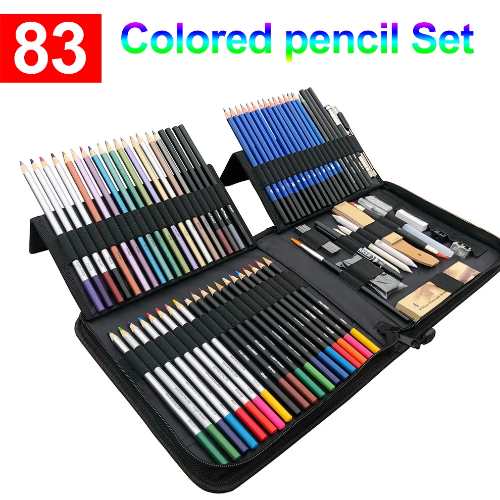 83-piece Professional Drawing Pencils And Sketch Art Supplies Includes  Colored Pencil Sketch Charcoal Pastel Pencil Sharpener Eraser Sketch Paper  Port