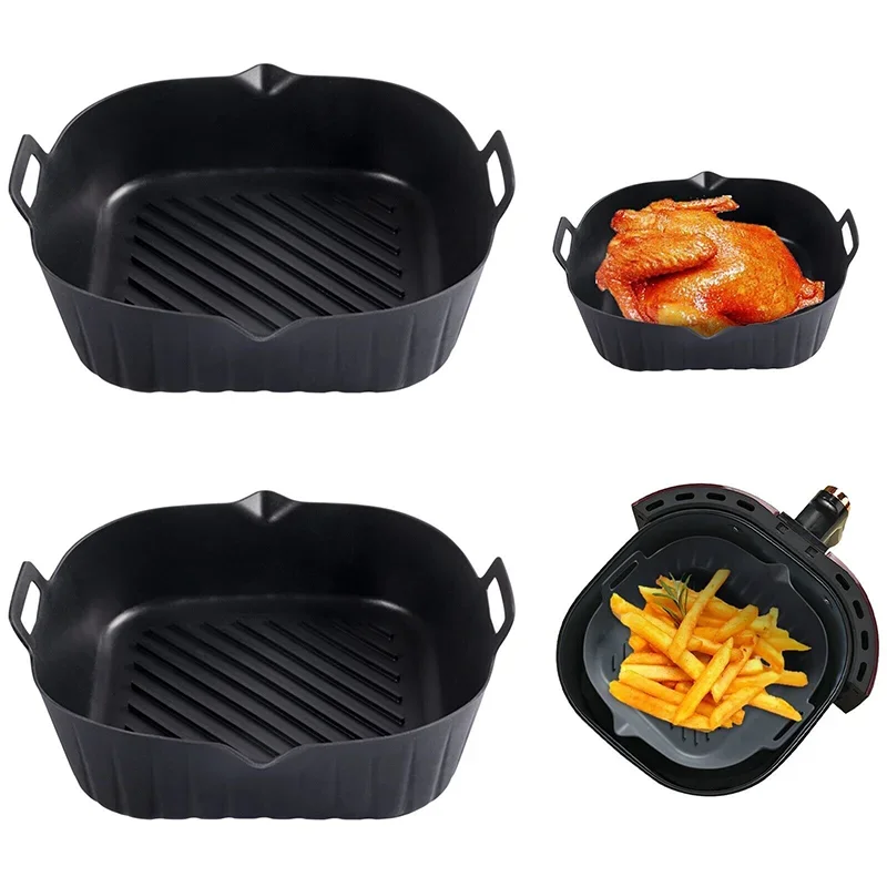 Air Fryer Tray for Air Fryer Liner Silicone Basket Reusable Oven Baking Tray Non-stick Pizza Grill Pan Kitchen Accessories air fryer liners air fryer accessories air fryer baking tray air fryer silicone tray air fryer basket