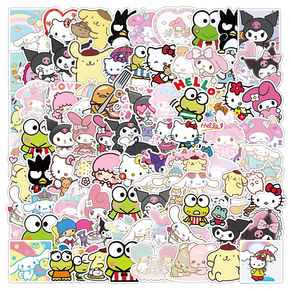 10/30/50/100PCS Mix Cute Kuromi Melody Anime Stickers Cinnamoroll Kid Toy DIY Diary Suitcase Scrapbook Phone Laptop Sticker Gift