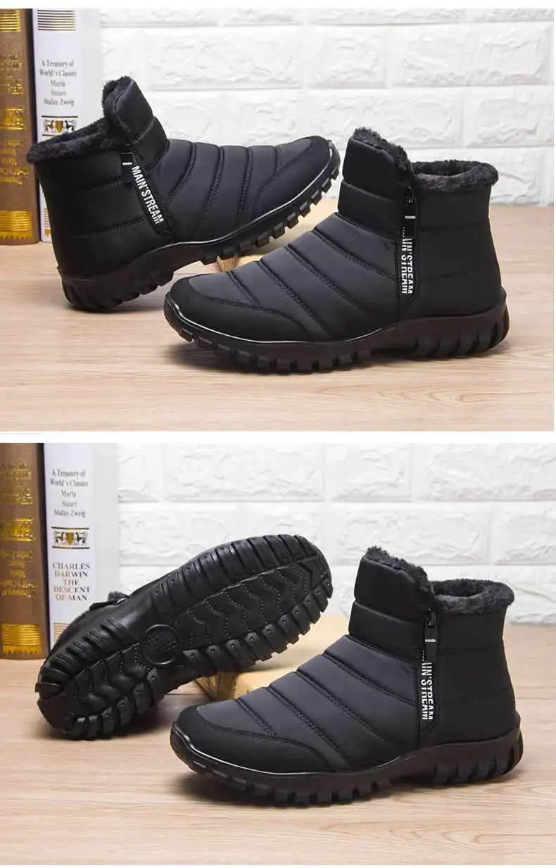 Sb326777e8bc84c0b8d33d7a26643d030M Men's Waterproof Winter Snow Boots with Double Zipper and Plush Lining