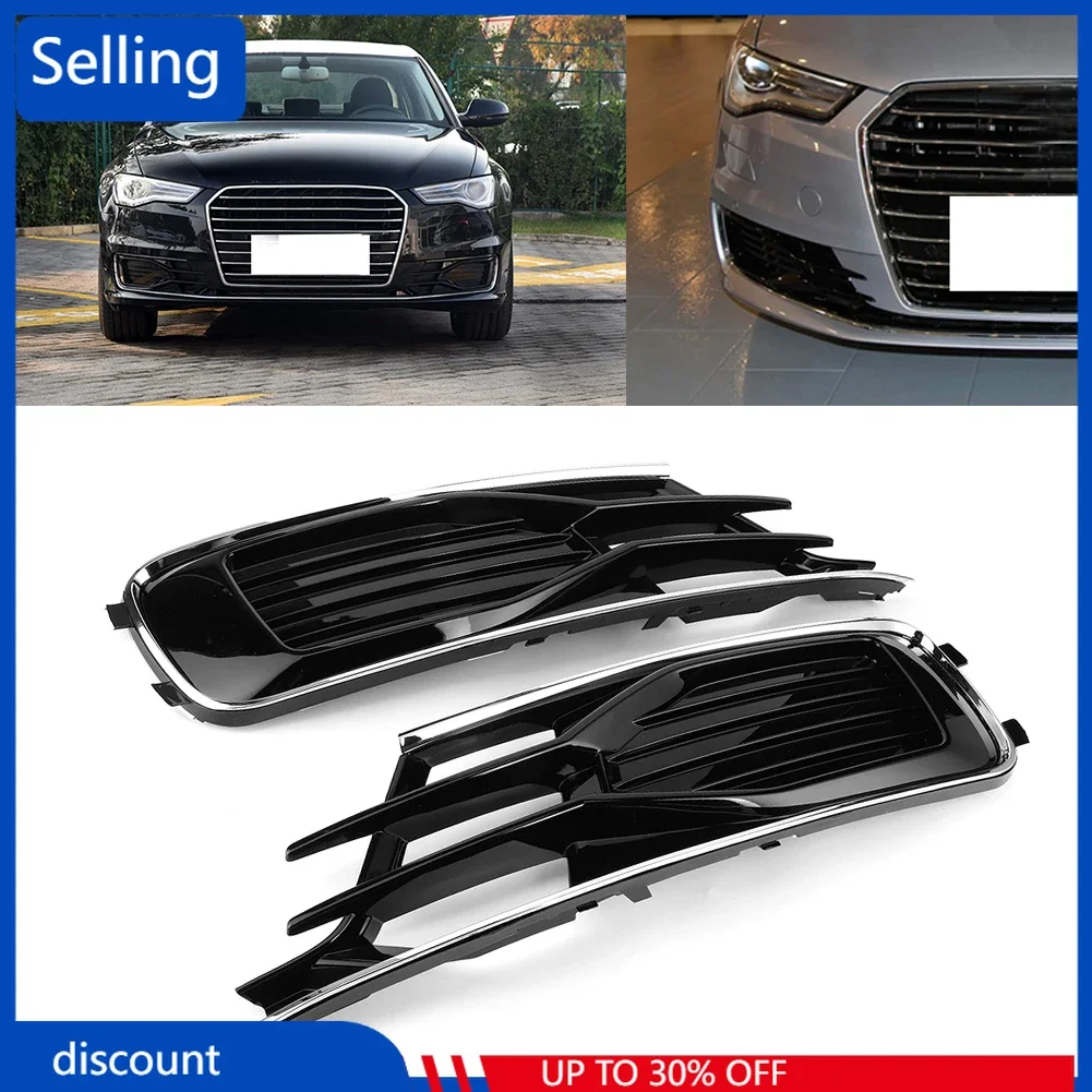 

1 Pair Left Right Car Fog Light Grille Fit for Audi A6 C7.5 2016 2017 2018 4G0807647T94 4G0807648T9 Car Styling Fog Lamp Grille