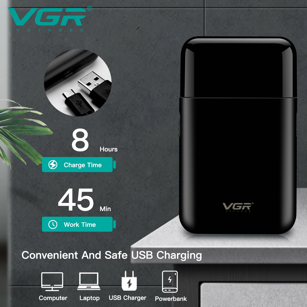 VGR ماكينة حلاقة كهربائية احترافي موس الحلاقة ميني ماكينة حلاقة وتشذيب اللحية آلة قطع اللحية موس الحلاقة ماكينة تهذيب الشعر للرجال V-390