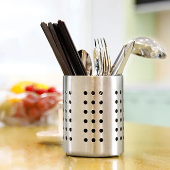 1Pcs Cutlery Holder Organizer Drainer Spoon Fork Chopsticks Storage Basket Rack Anti-rust Stainless Steel Home Kitchen Appliance 1