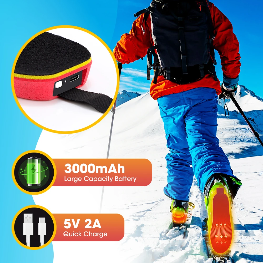 Smart APP Control Heated Insoles Electric Foot Warming Pad Winter Camping Outdoor Ski Adjustable Temperature Heating Shoe Pads