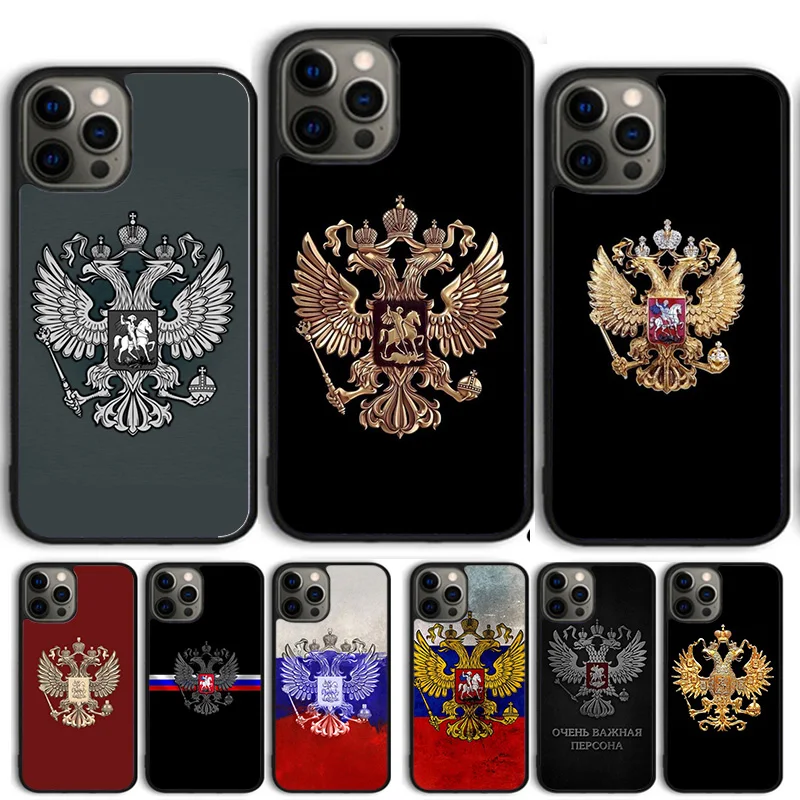 Russia Flag national emblem Phone Case For iPhone 14 15 13 12 Mini XR XS Max Cover For Apple 11 Pro Max 8 7 Plus SE2020 Coque