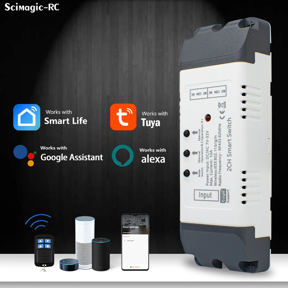 2025 New Tuya Smart Module USB5V 7-32V 220V 110V 85-250V Relay 2CH Jog Inching Self-Locking Intelligent Switch APP Controller 2