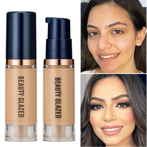 매트 리퀴드 파운데이션, 방수 풀 커버리지 여드름 컨실러 크림, 오일 컨트롤 페이스 컨투어 베이스, 메이크업 파운데이션, 6 가지 색상 2