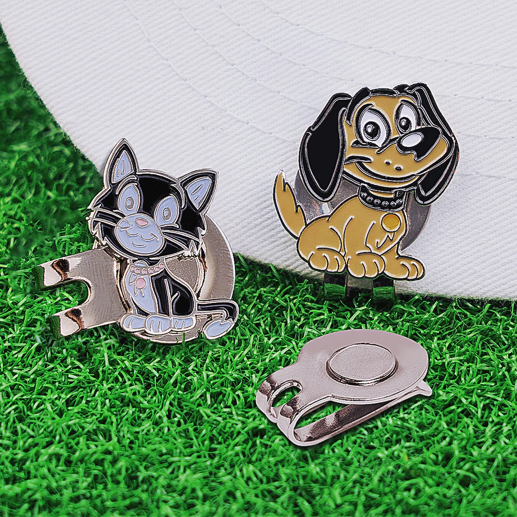 1pc Cute Cat & Dog Golf Hat Clip &ndash; Magnetic Ball Marker Stylish Accessory for Golf Caps.