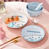 MINISO Cinnamoroll Ceramic Plates Bowl Fork Spoon My Melody Cartoon Porcelain Rice Bowl Hello Kitty Kitchen Dishes Sets Full 4