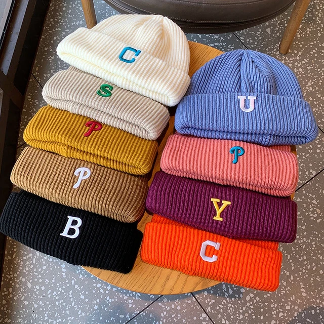 Wholesale thick cable ribbed embroidery beanie knitting caps logo hats  cuffed custom embroidered beanie - AliExpress