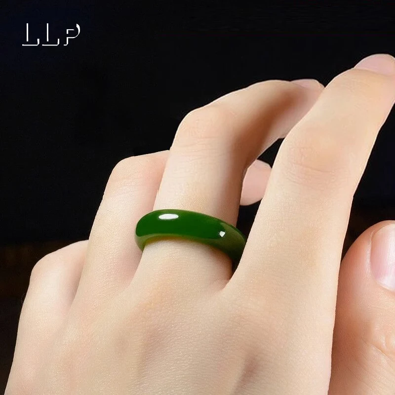 Natürlicher Hetian-Jade-Ring – modischer Charm-Schmuck für Männer und Frauen als festliches Geschenk – Detail 6