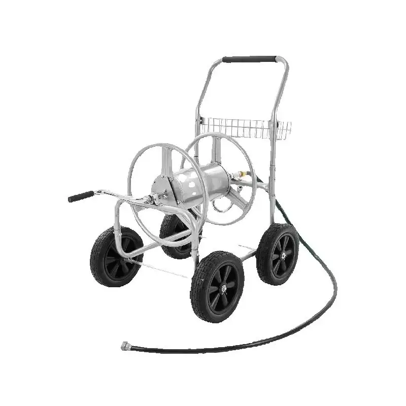 SucceBuy Hose Reel Cart Hold Up to 300 ft of 5/8’’ Hose Garden Water Hose Carts Mobile Tools with 4 Wheels Powder-coated Steel