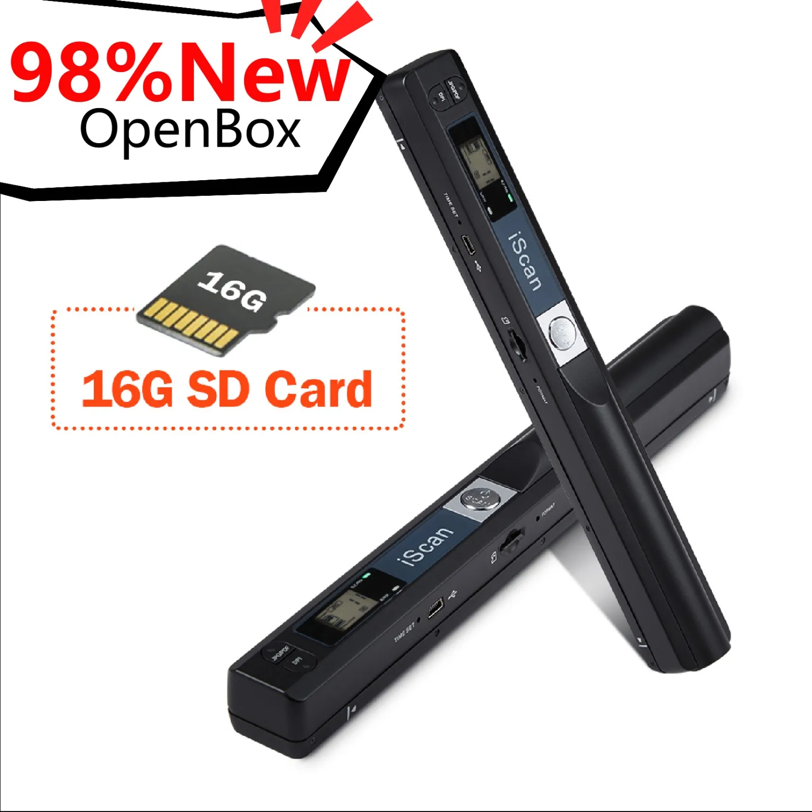 Portable Handheld Document Scanner with 16GB MicroSD Card Mini Pen Scanner Document & Image A4 Size 900DPI JPEG/PDF Format