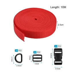Durable Nylon Webbing Strap for DIY Sewing and Luggage Accessories (Red 10M)