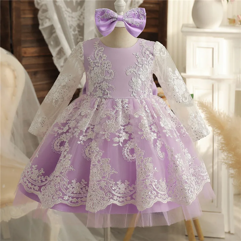 Robe pour bébé fille de 0-3 mois, tenues d'été de fête de mariage  d'anniversaire pour enfants, ensemble de chaussures avec bandeau, robe de  baptême - AliExpress