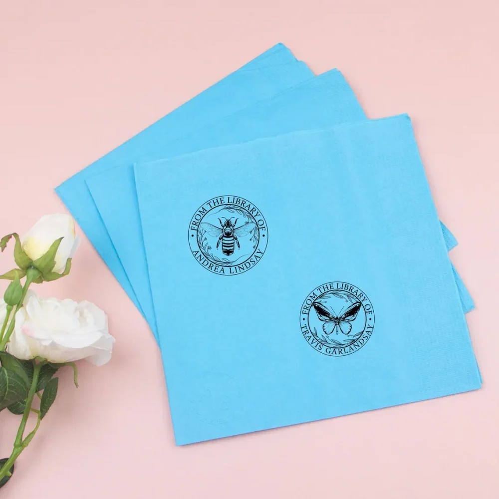 50 pcs Personalized Wedding Napkins,Gold Foil Wedding Napkins,Monogram Cocktail Napkins