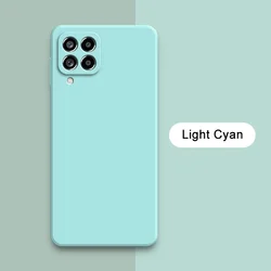 Official Square Liquid Silicone Waterproof Phone Back Cover - Soft Protective Case for Samsung M53 (Light Cyan)