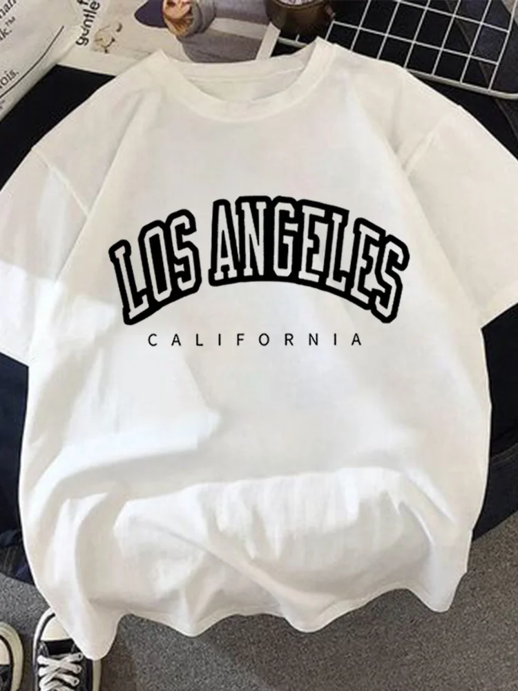 Camiseta con estampado de Los Ángeles para mujer, Camisetas estampadas de Los años 90 para mujer, camisetas de moda para mujer, Tops de manga corta con gráfico Kawaii