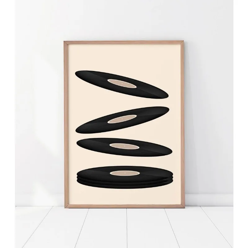 Vintage Vinyl Record Canvas Art - Minimalist Turntable Wall Decor