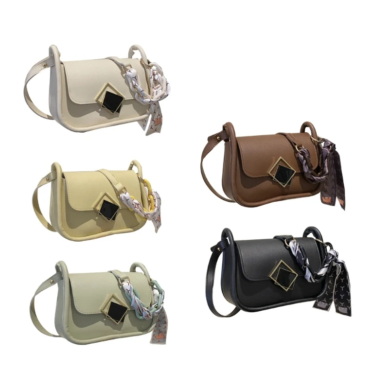 

2023 New Women PU Leather Bag Girls Fashion Shoulder Bag Ladies Silk Scarf Crossbody Bag Small Square Bag for