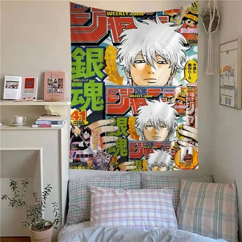 Japanese Anime Gintama Printed Large Wall Tapestry Indian Buddha Wall Decoration Witchcraft Bohemian Hippie Decor Blanket 1
